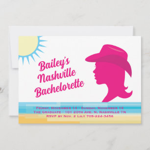 Invitation Party Pink Nashville Weekend Bachelorette blanche