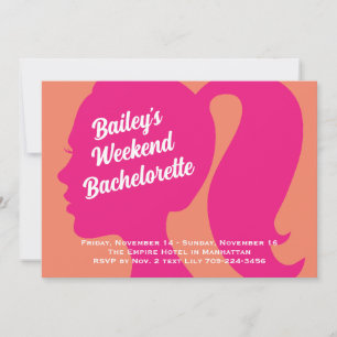 Invitation Party Pink & Orange Weekend Bachelorette