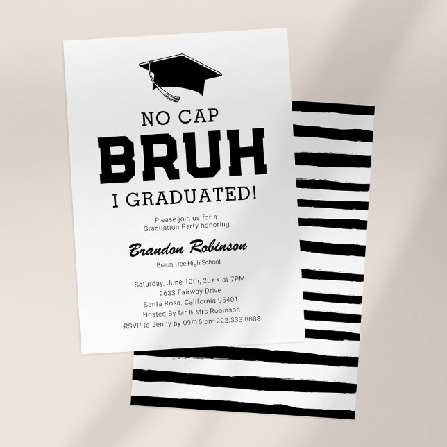 Invitation Pas de Casquette Bruh Graduation Party (Créateur téléchargé)