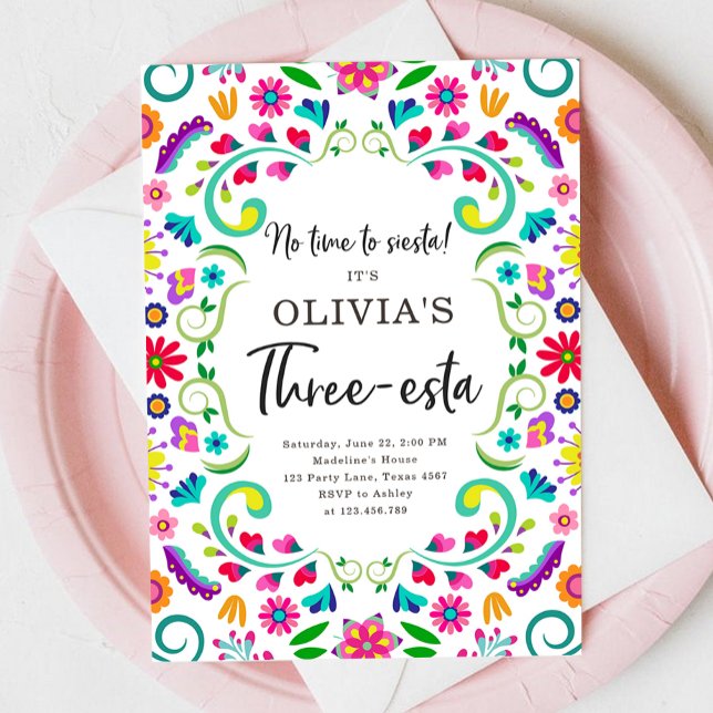 Invitation Pas Le Temps De Siesta Troisième Fête Fille Annive (Créateur téléchargé)