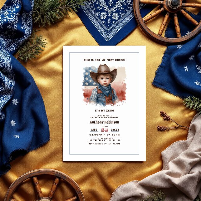 Invitation "Pas mon premier rodéo" Occidental Cowboy Annivers (“Not My First Rodeo” Western Cowboy Birthday Invitation)
