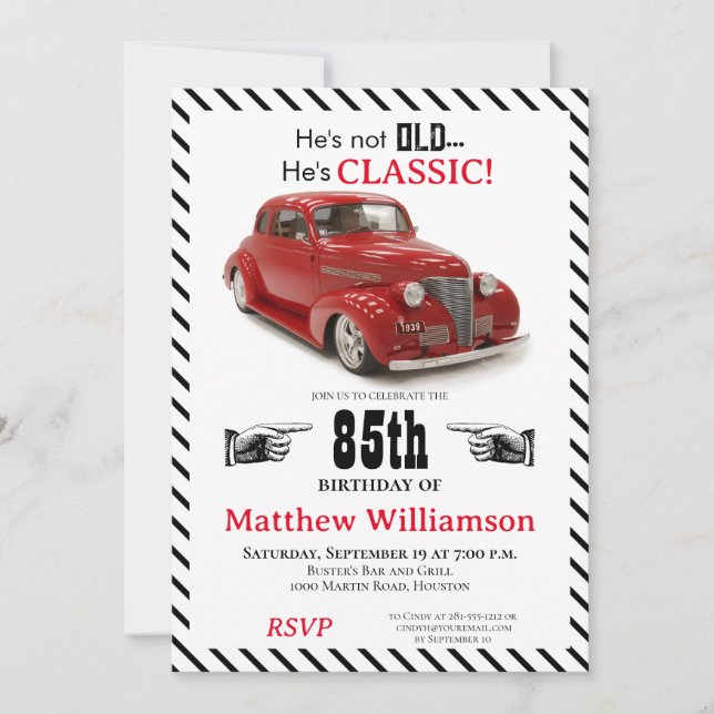 Invitation Pas vieux mais classique 1939 Coupe 85e anniversai (Devant)
