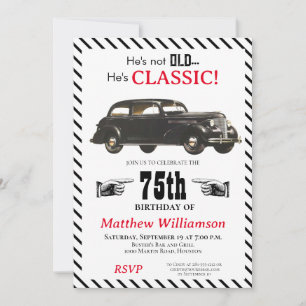 Invitation Pas vieux mais classique 1939 Voiture Anniversaire