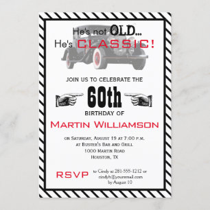 Invitation Pas Vieux Mais Classique Voiture Drôle Anniversair