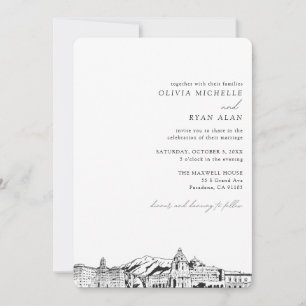 Invitation Pasadena Mariage personnalisé Skyline Esquisse Inv