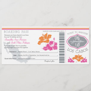 Invitation Pass d'embarquement Mariage à Los Cabos Mexique