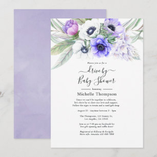 Invitation Passage Pastel Violet Floral pour Mariage ou Baby