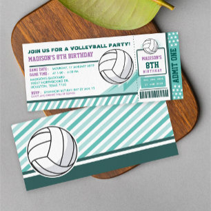 Invitation Passe-billets de volley-ball couleur modifiable An