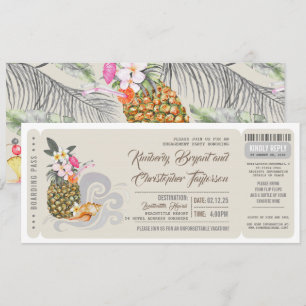 Invitation Passe d'embarquement   Ananas   Beach Engagement P