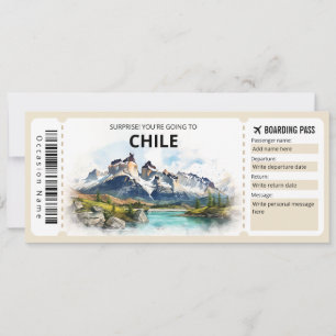 Invitation Passe d'embarquement modifiable Chile Plane