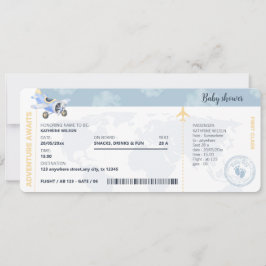 Invitation Passe d'embarquement Voyage Baby shower neutre pou