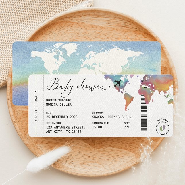 Invitation Passe d'embarquement Voyage Baby shower neutre pou (Créateur téléchargé)