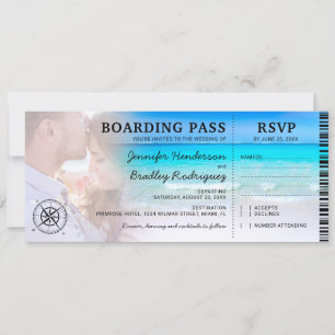 Invitation Passe-embarquement Plage Photo RSVP & Mariage