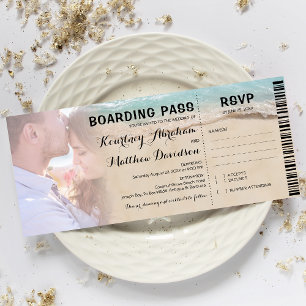 Invitation Passe-embarquement Plage Photo RSVP & Mariage