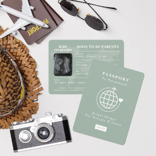 Invitation Passeport à la famille Baby shower à thème Voyage