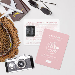 Invitation Passeport à la famille Baby shower à thème Voyage