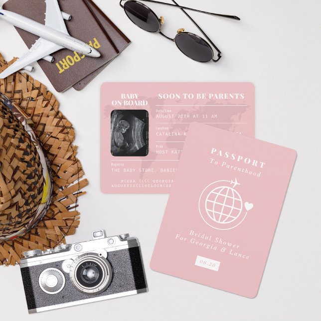 Invitation Passeport à la famille Baby shower à thème Voyage (Créateur téléchargé)