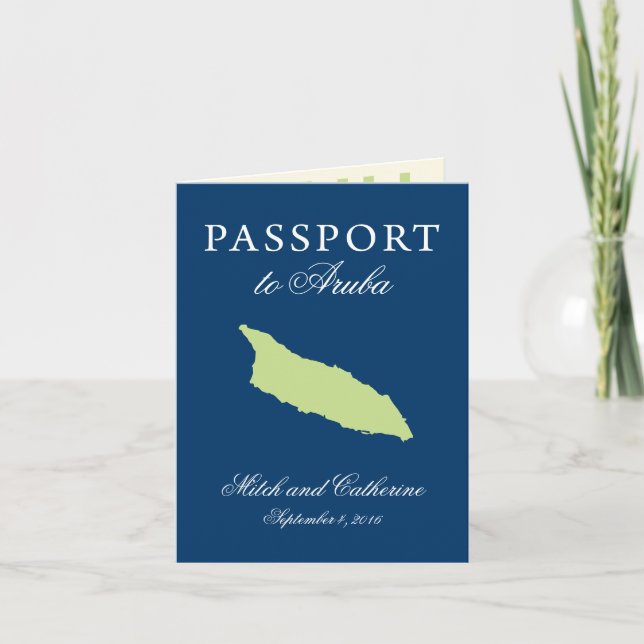 Invitation Passeport Aruba Mariage avec Divi Divi Tree (Devant)