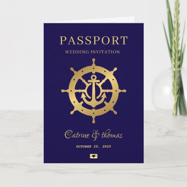 Invitation Passeport de croisière de mariage (Devant)