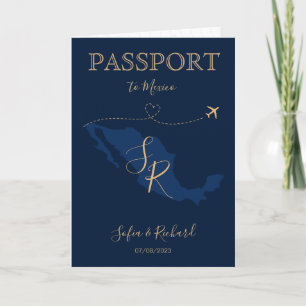 Invitation Passeport de destination de mariage Monogramme Mex