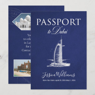 Invitation Passeport de Dubaï en cuir Enregistrer la date