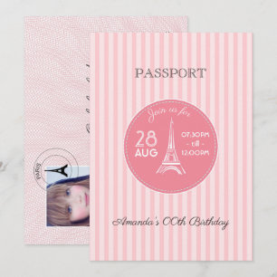 Invitation Passeport de fête d'anniversaire sur le thème de P