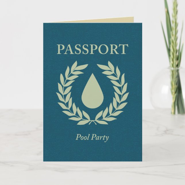 Invitation passeport de réception au bord de la piscine (Devant)