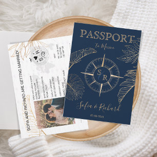 Invitation Passeport Destination Mariage Palm Compass Monogra