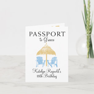 Invitation Passeport Grèce Voyage d'anniversaire Présente