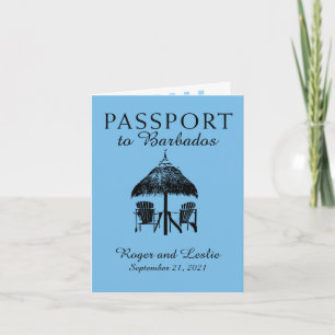 Invitation Passeport Mariage bleu clair Barbade