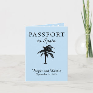 Invitation Passeport Mariage bleu clair Espagne