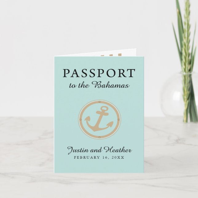 Invitation Passeport Mariage Mint Gold Bahamas (Devant)