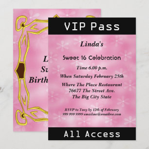 Invitation Passeport VIP Fête d'anniversaire Sweet 16 Rose