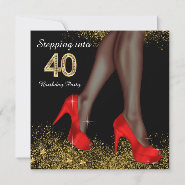 Invitation Passez à 40 Anniversaire de la fête Chaussures rou (Devant)