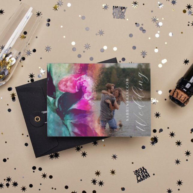 Invitation Passez unique Whimisical Rose Rose Mariage photo (Créateur téléchargé)