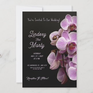 Invitation Passion violette : Elégant Mariage d'orchidées vio