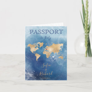 Invitation  Passport Mariage Destination Gold World Map Inv