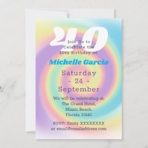 Invitation Pastel 40e fête d'anniversaire