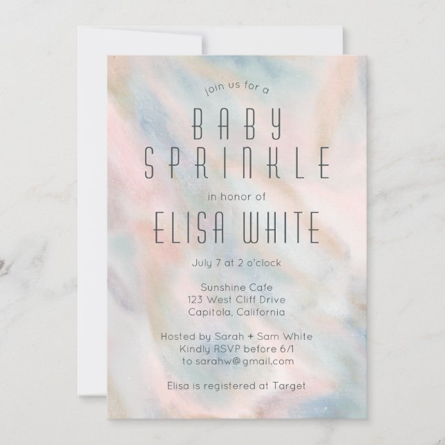 Invitation Pastel Abstrait Élégant Chic CUSTOM BABY SPRINKLE (Devant)