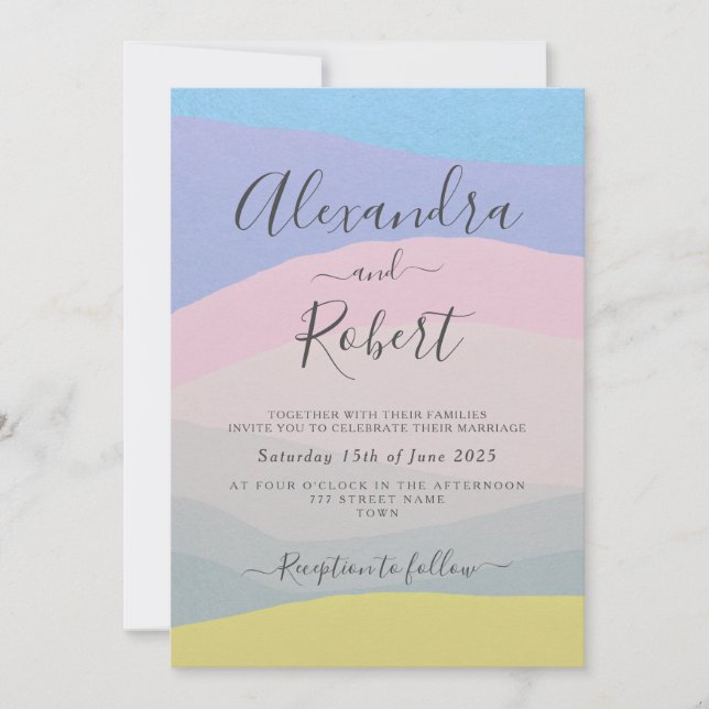 Invitation Pastel Abstrait Watercolor Wedding (Devant)