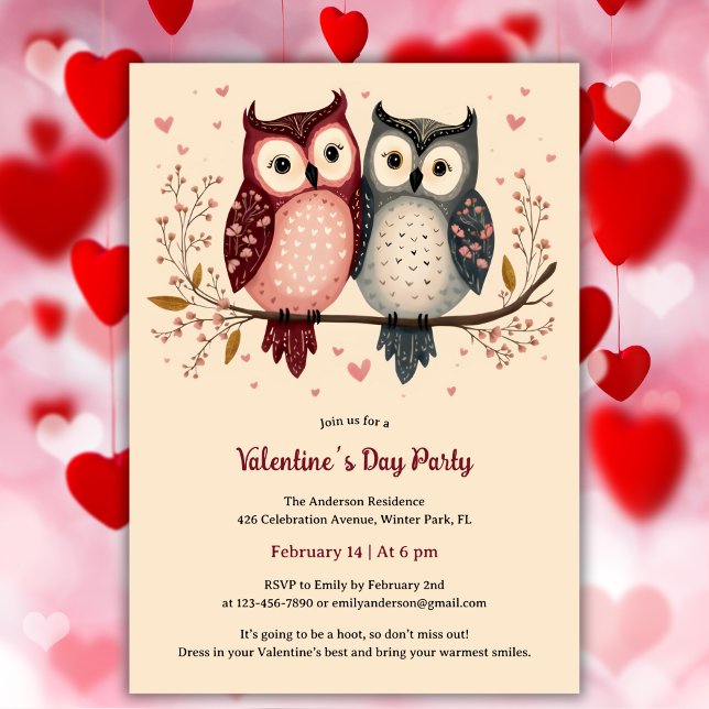 Invitation Pastel Adorable Cute Owls Saint Valentin (Pastel Adorable Cute Owls Valentine's Day Party Invitation)