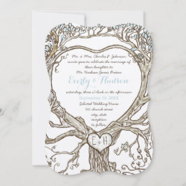 Invitation Pastel Aqua Bleu Boho Coeur Bohémien En Forme