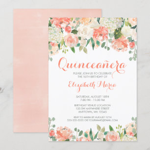 Invitation Pastel Aquarelle Fleurs Quinceañera
