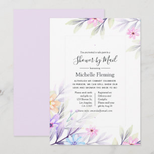 Invitation Pastel Aquarelle Floral Douche par Mail