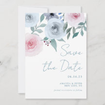 Pastel Aquarelle Floral Roses Enregistrer La Date