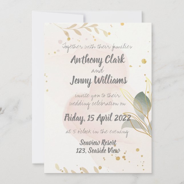 Invitation Pastel Aquarelle Mariage moderne (Devant)