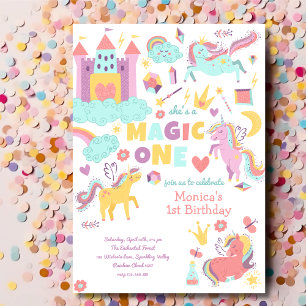 Invitation Pastel arc-en-ciel unicorne magie un anniversaire