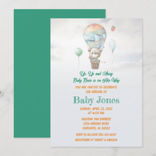 Invitation Pastel Baby Bear Baby shower à ballon à air chaud