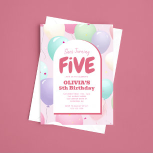 Invitation Pastel Balloon 5e anniversaire