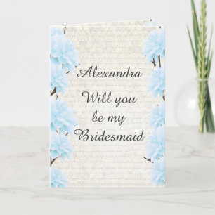 Invitation Pastel bleu pâle floral serez-vous ma servante d'a